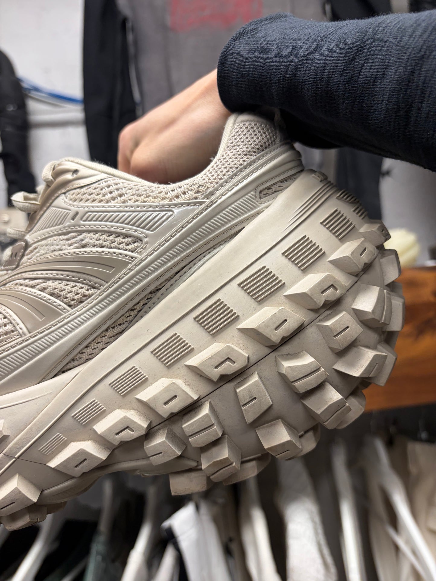 Balenciaga ‘Defender’ Cream Tire Sole Low Top Sneakers