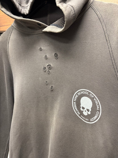 OG Number (N)ine ‘School of Visual Comedy’ Shotgun Distressed Brown Thermal Hoodie