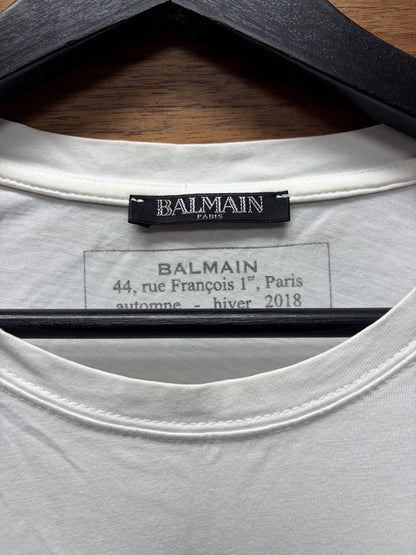 Balmain ‘Studded Shoulder’ White Long Sleeve Shirt
