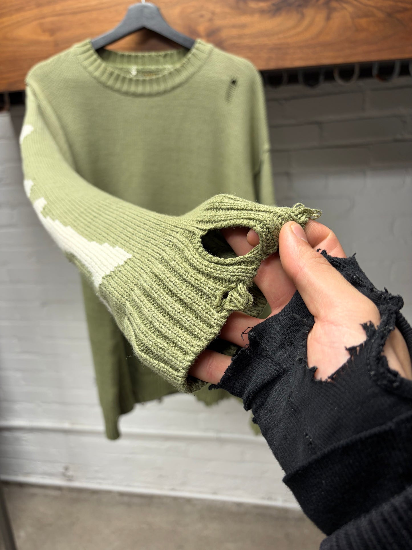 Kapital ‘5G’ Green Bone Knit Sweater