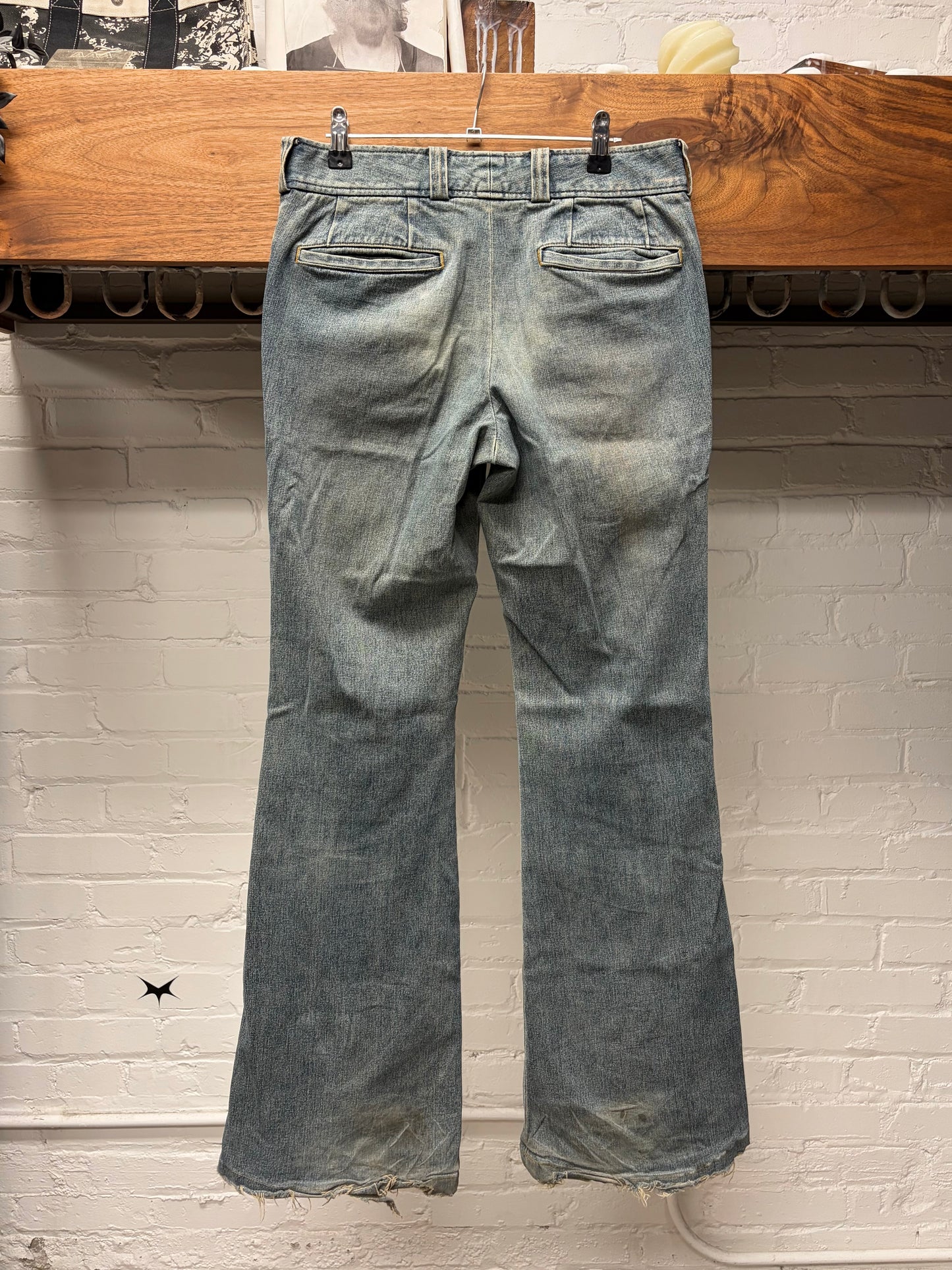 Tornado Mart Flared Cut Washed Blue Denim