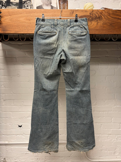 Tornado Mart Flared Cut Washed Blue Denim