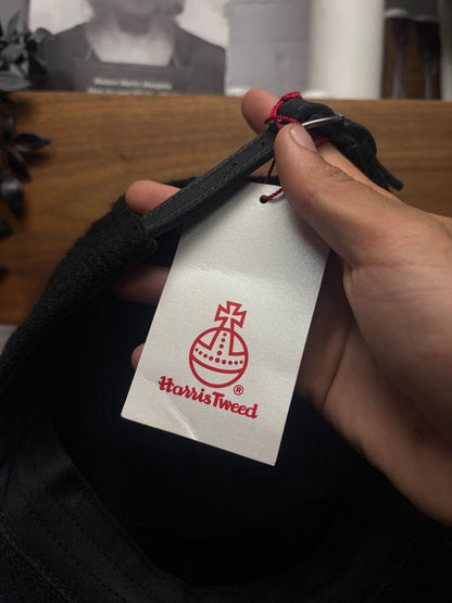 SS2025 Supreme x Harris Tweed Black ‘Box Logo’ 5 Panel Wool Strap-Back Hat