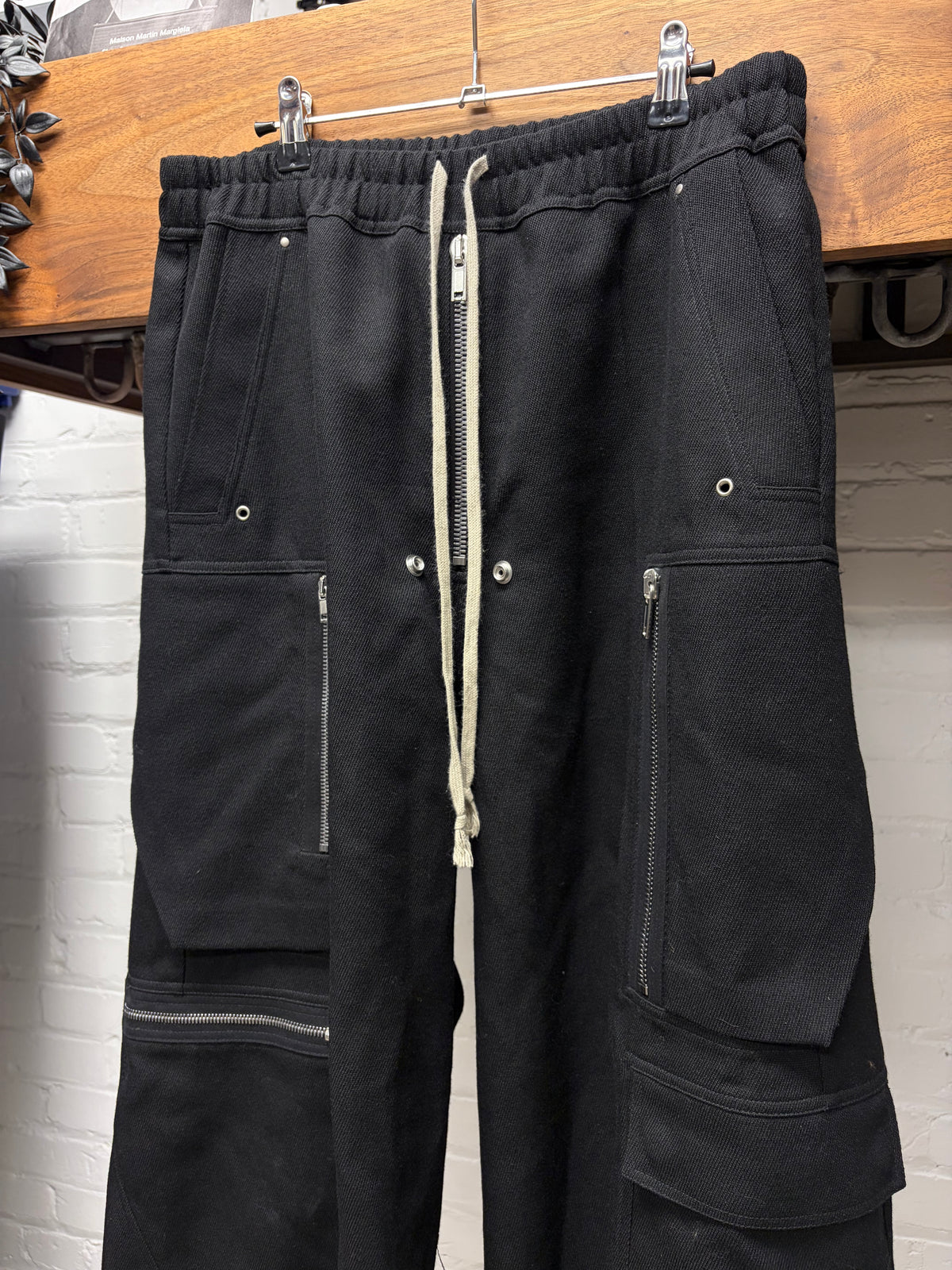 Rick Owens Mainline ‘CargoBela’ Black Heavyweight Wide Leg Drawstring Pants