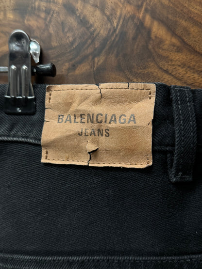 AW2024 Balenciaga ‘Fun Drawstring’ Wide Leg Faded Black Denim