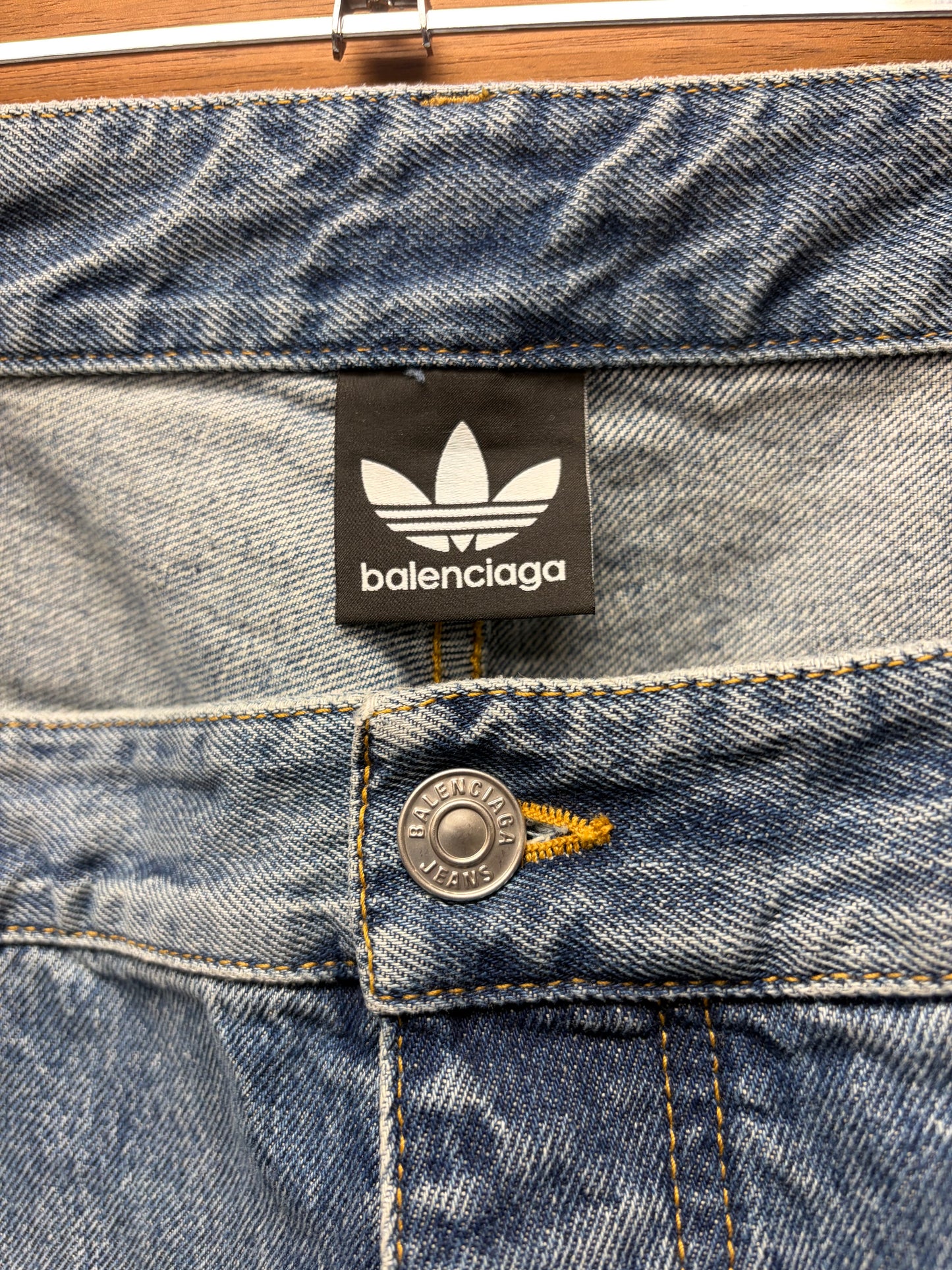 SS2023 Balenciaga x Adidas ‘Striped’ Blue Baggy Wide Leg Denim