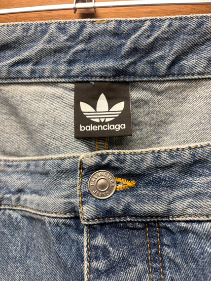SS2023 Balenciaga x Adidas ‘Striped’ Blue Baggy Wide Leg Denim
