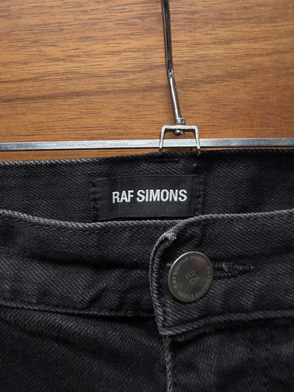 Raf Simons Leather ‘RS’ Logo Patch Black Skinny Jeans