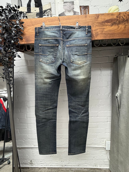 Dior Homme ‘Dirt Washed’ Raw Blue Skinny Jeans