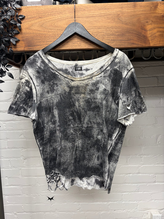 L.G.B. Thrash Distressed ‘Smoke Wash’ Grey Cotton T-Shirt