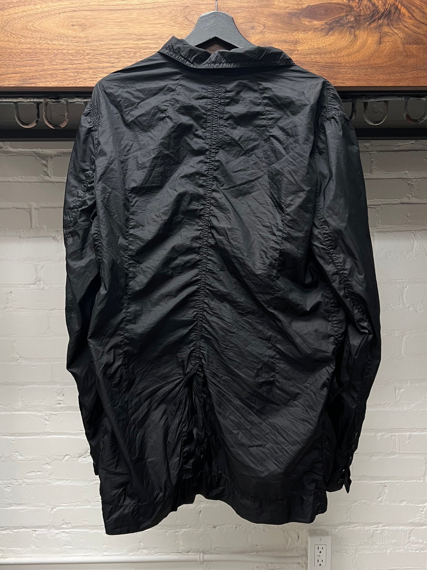 SS2016 Rick Owens ‘Cyclops’ Black Crinkled Nylon Blazer