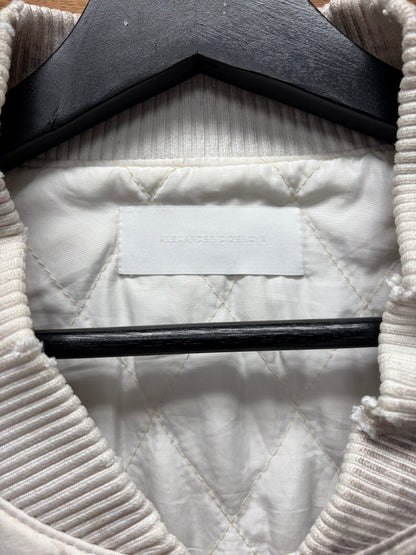 Alexander Digenova Distressed White Leather Bomber Jacket
