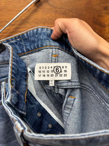 2023 Maison Margiela ‘Wax Coated’ Blue Bootcut Denim