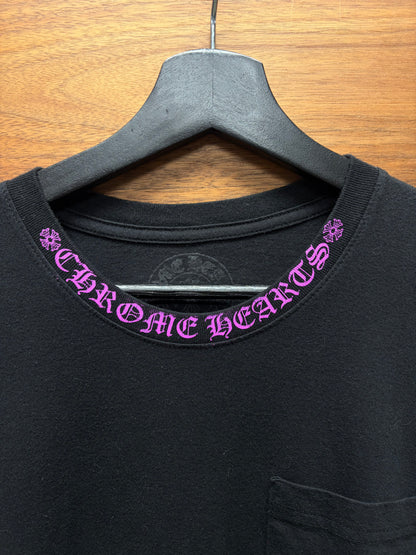 Chrome Hearts Black/Purple Scroll Neck Logo Short Sleeve Shirt