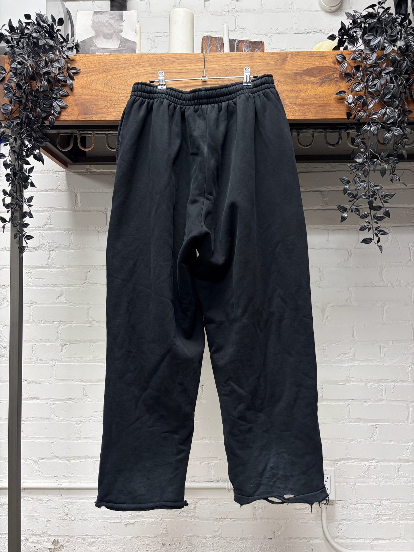 2020 Balenciaga Unbranded Black Wide Leg Heavy Cotton Sweatpants