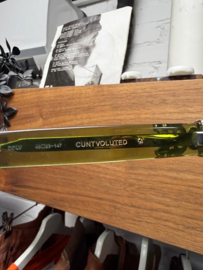 Chrome Hearts ‘Cuntvoluted’ Translucent Green 22k Gold Box Shape Sunglasses