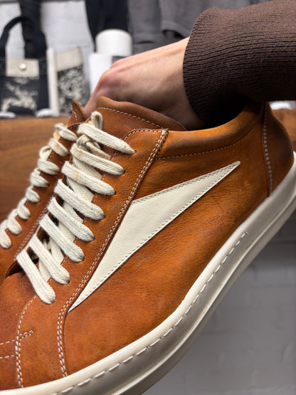 SS2024 Rick Owens ‘Vans’ Clay/Milk Leather Low Top Sneakers