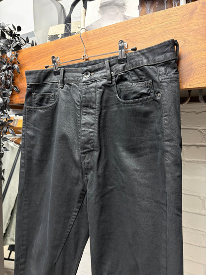 Rick Owens ‘Astaire Cut’ Waxed Black 3/4 Length Denim