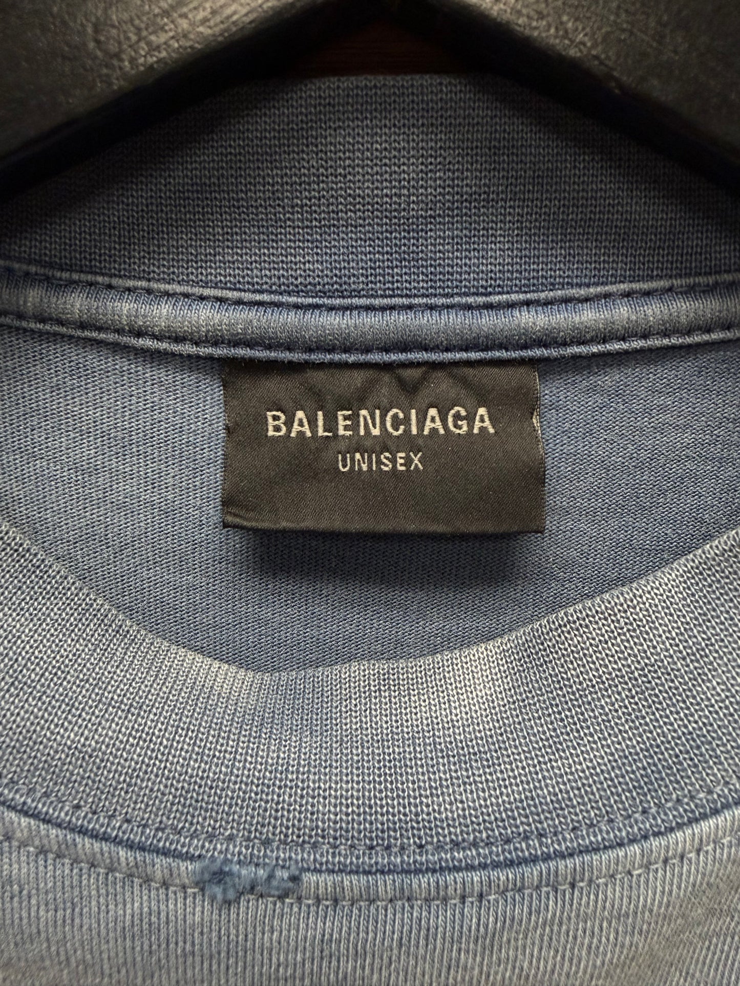 AW2023 Balenciaga ‘Paris Moon’ Distressed Blue Oversized T-Shirt