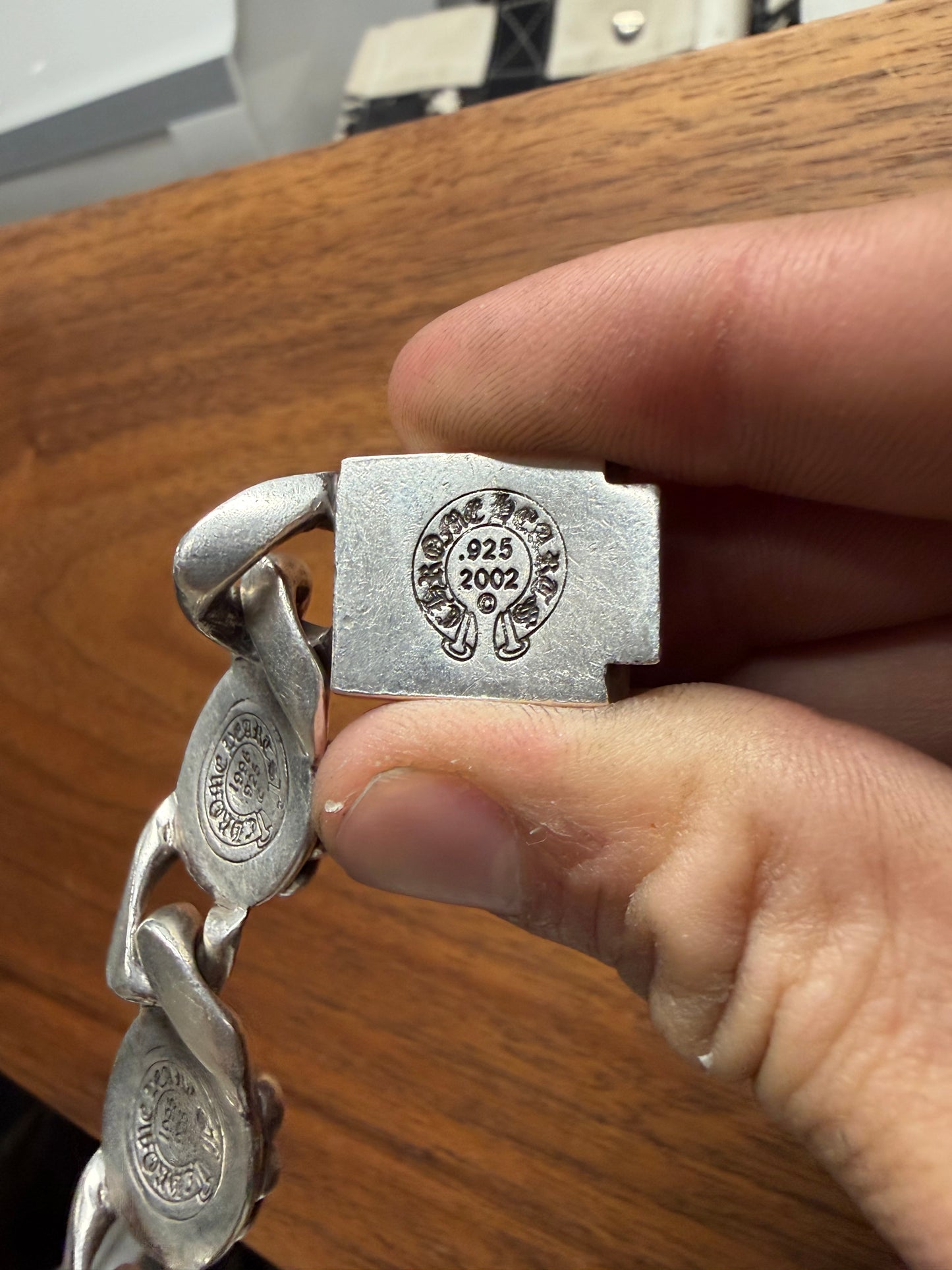 Chrome Hearts ‘Fleur de Lis’ Cuban Link 925 Silver Box ID Bracelet