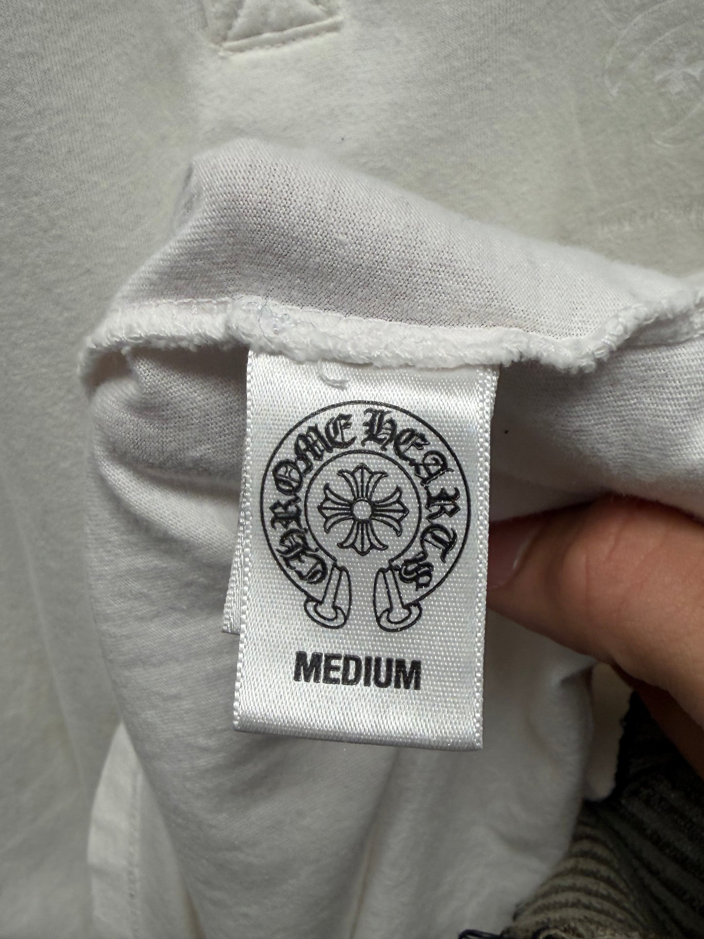Chrome Hearts ‘Dagger/Vine’ Logo White Polo with Rhodium Hardware