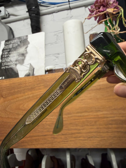 Chrome Hearts ‘Cuntvoluted’ Translucent Green 22k Gold Box Shape Sunglasses