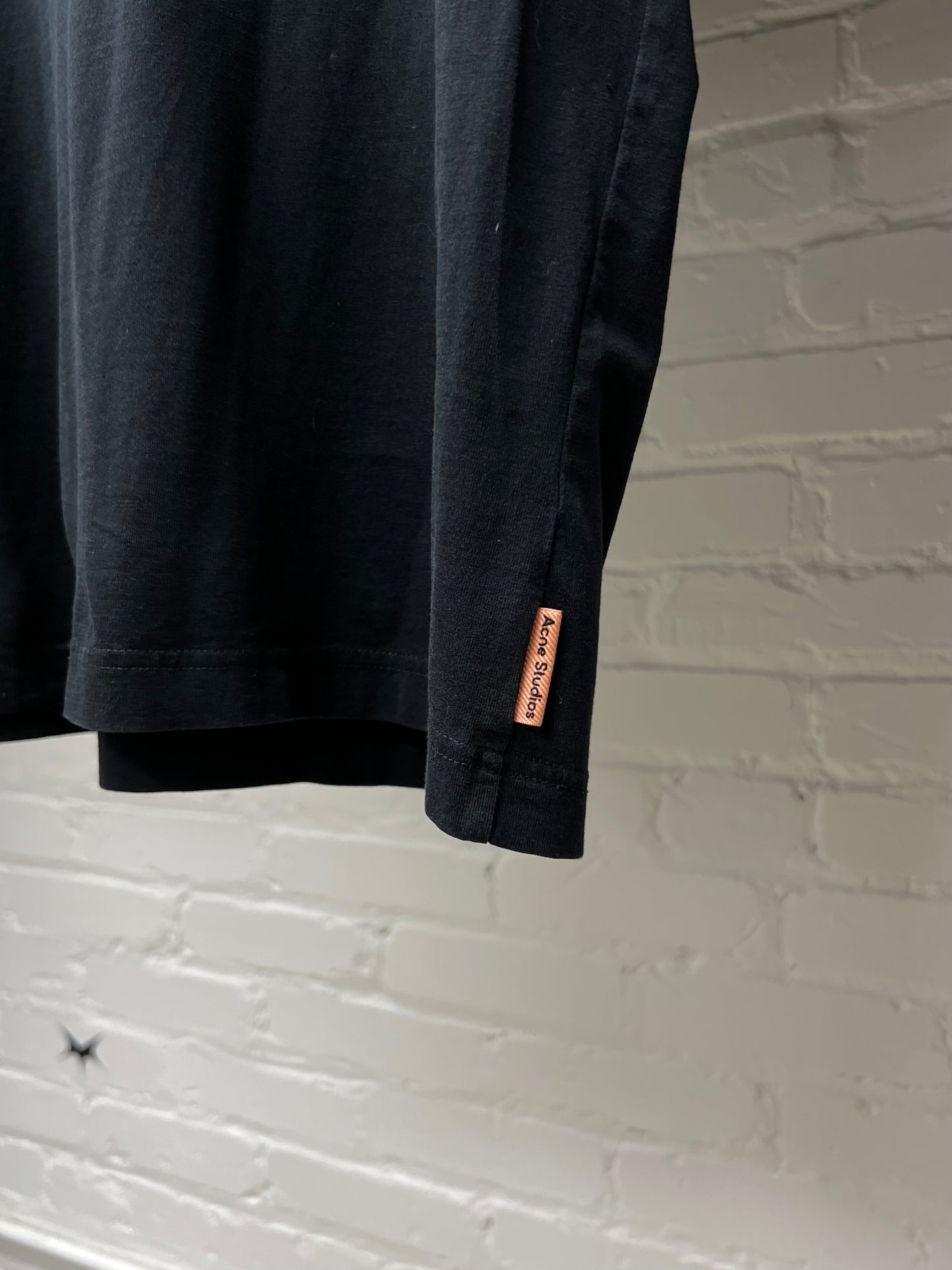 Acne Studios Basic Black Cotton Cropped Fit Boxy T-Shirt