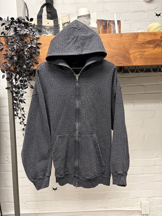 SS2023 Balenciaga ‘Crystal Embellished’ Rhinestone Zip-Up Hoodie