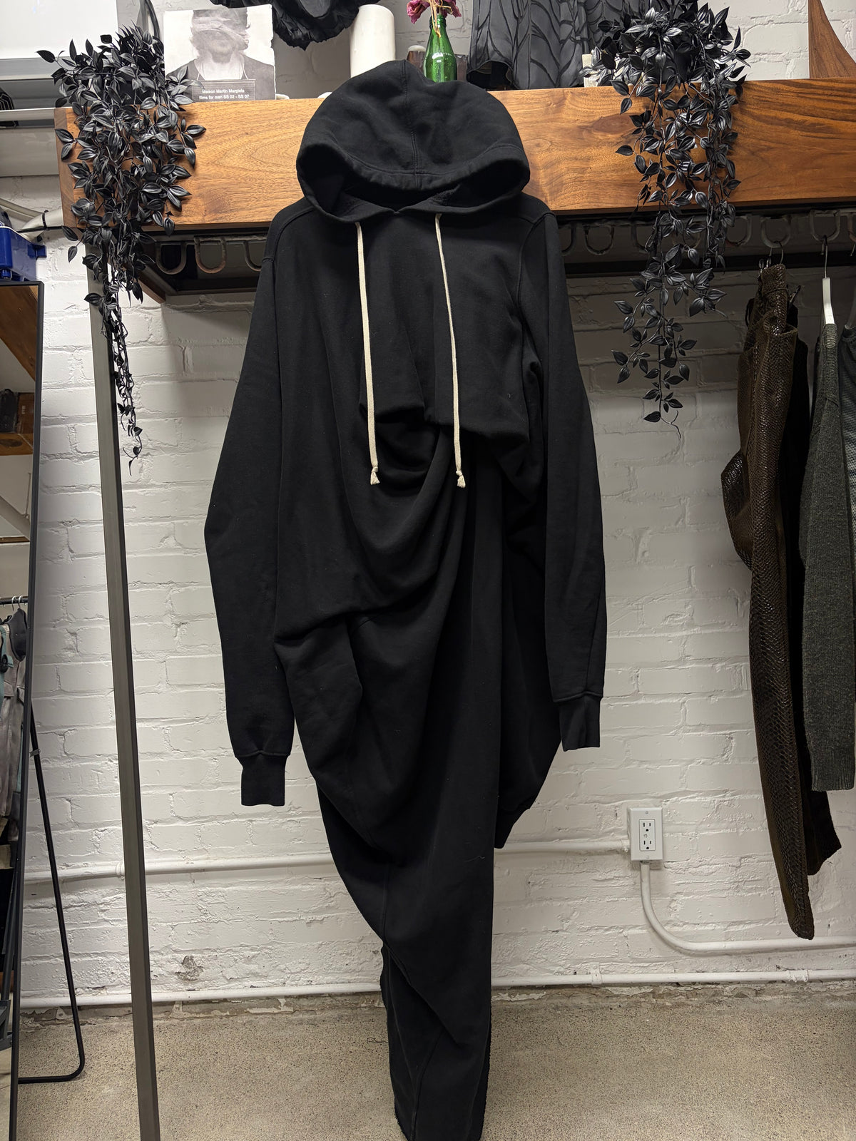 Rick Owens DRKSHDW ‘Twisted Seahorse’ Black Elongated Hoodie