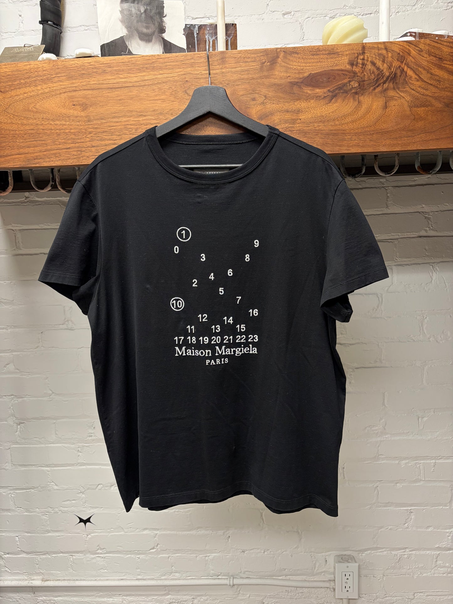 Maison Margiela ‘Numeric Logo’ Embroidered Black T-Shirt