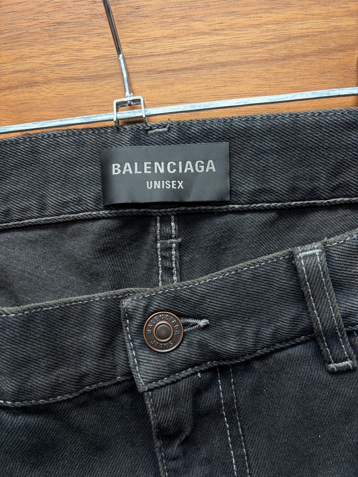 Balenciaga ‘Destroy’ Dirt Washed Black Distressed Flared Denim