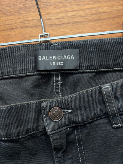 Balenciaga ‘Destroy’ Dirt Washed Black Distressed Flared Denim