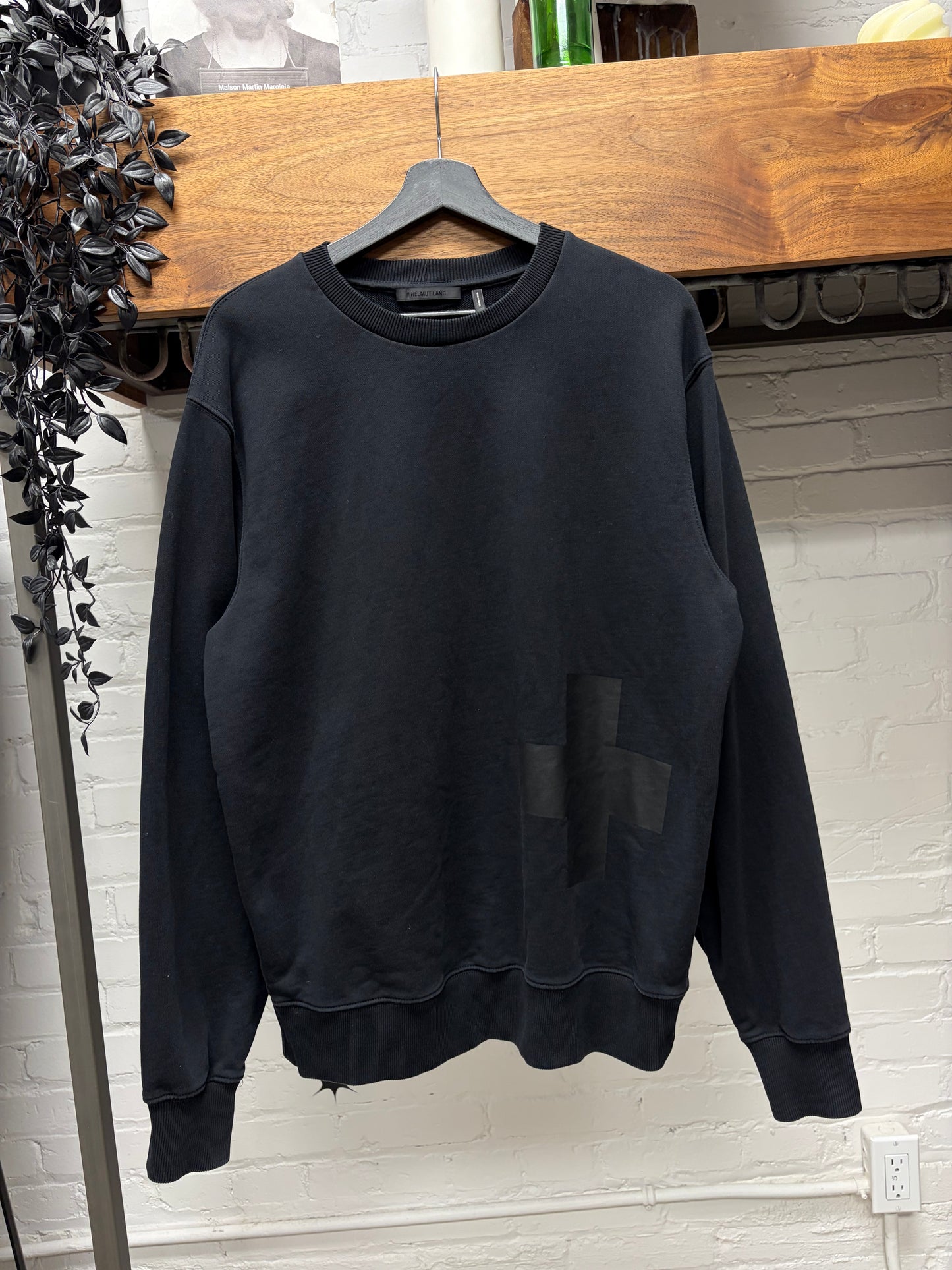 Helmut Lang ‘Plus Cross’ Black/White Back Logo Sweatshirt