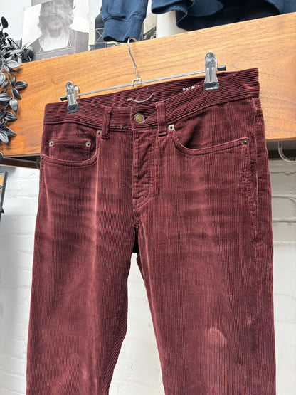 2018 Saint Laurent Unaltered ‘D17’ Oxblood Red Corduroy Flared Leg Skinny Jeans