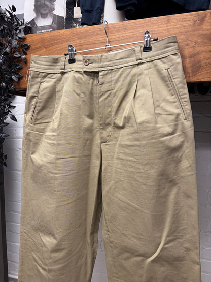 SS2022 Maison Margiela Wide Leg Tan Brown Pleated Work Pants