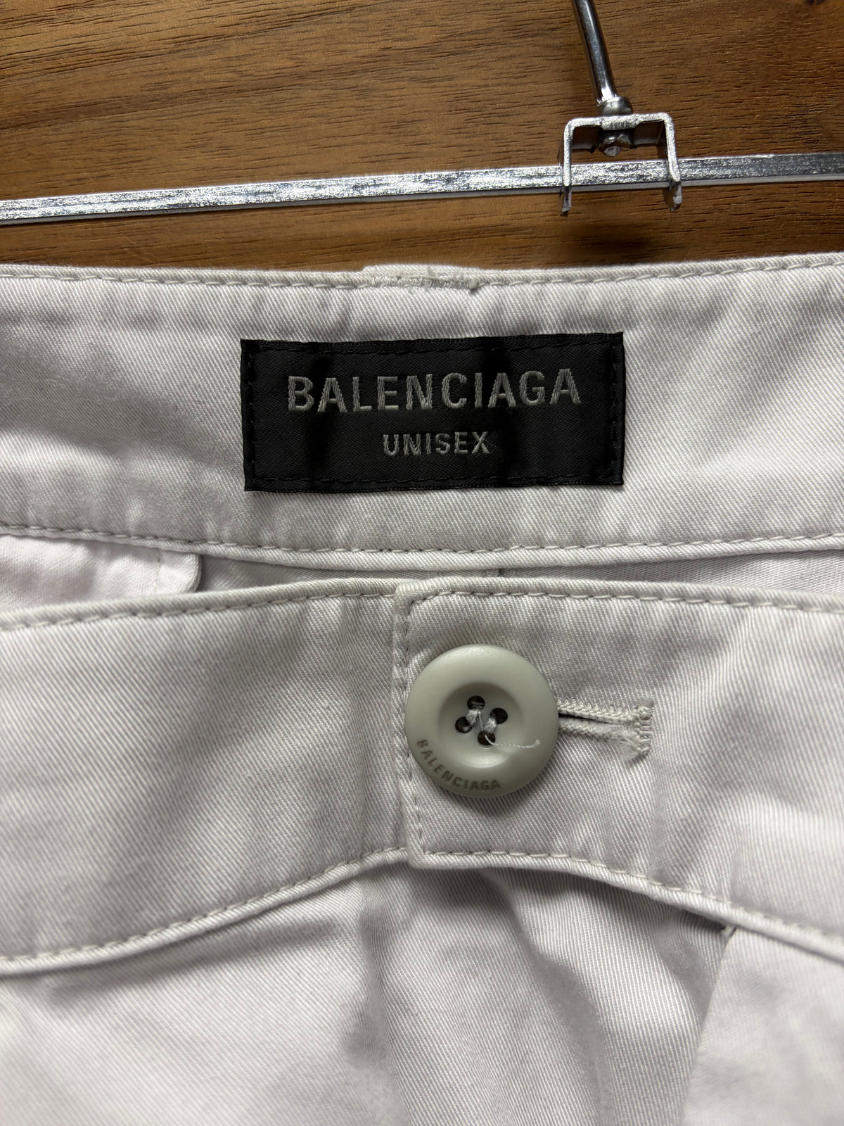 2023 Balenciaga Wide Leg Light Grey Pants with Buckle Adjustable Waistband