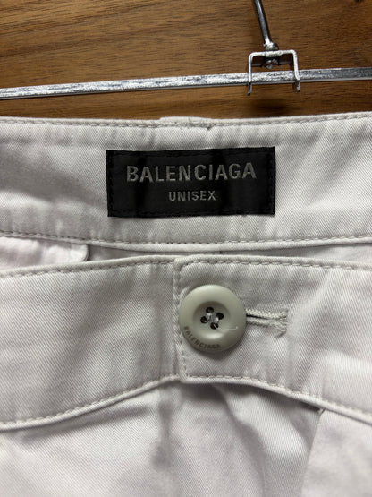2023 Balenciaga Wide Leg Light Grey Pants with Buckle Adjustable Waistband