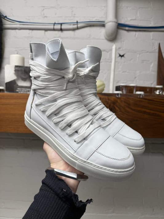 Kris Van Assche ‘Multi-Lace’ White Leather High Top Sneakers