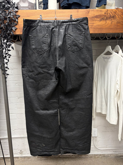 Rick Owens ‘Geth Cut’ Waxed Black Wide Leg Pants