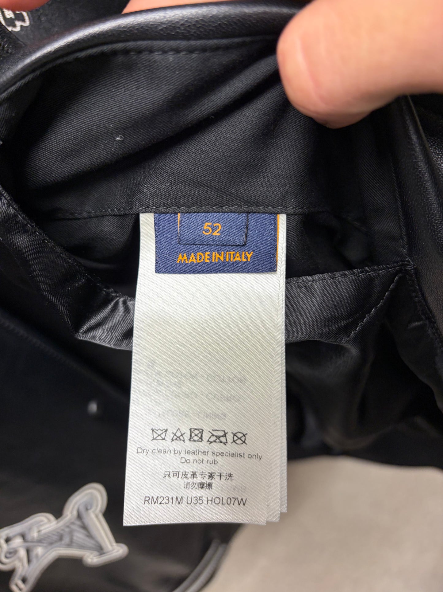 SS2023 Louis Vuitton by Virgil Abloh ‘Musicians’ Black Leather/Wool Varsity Jacket