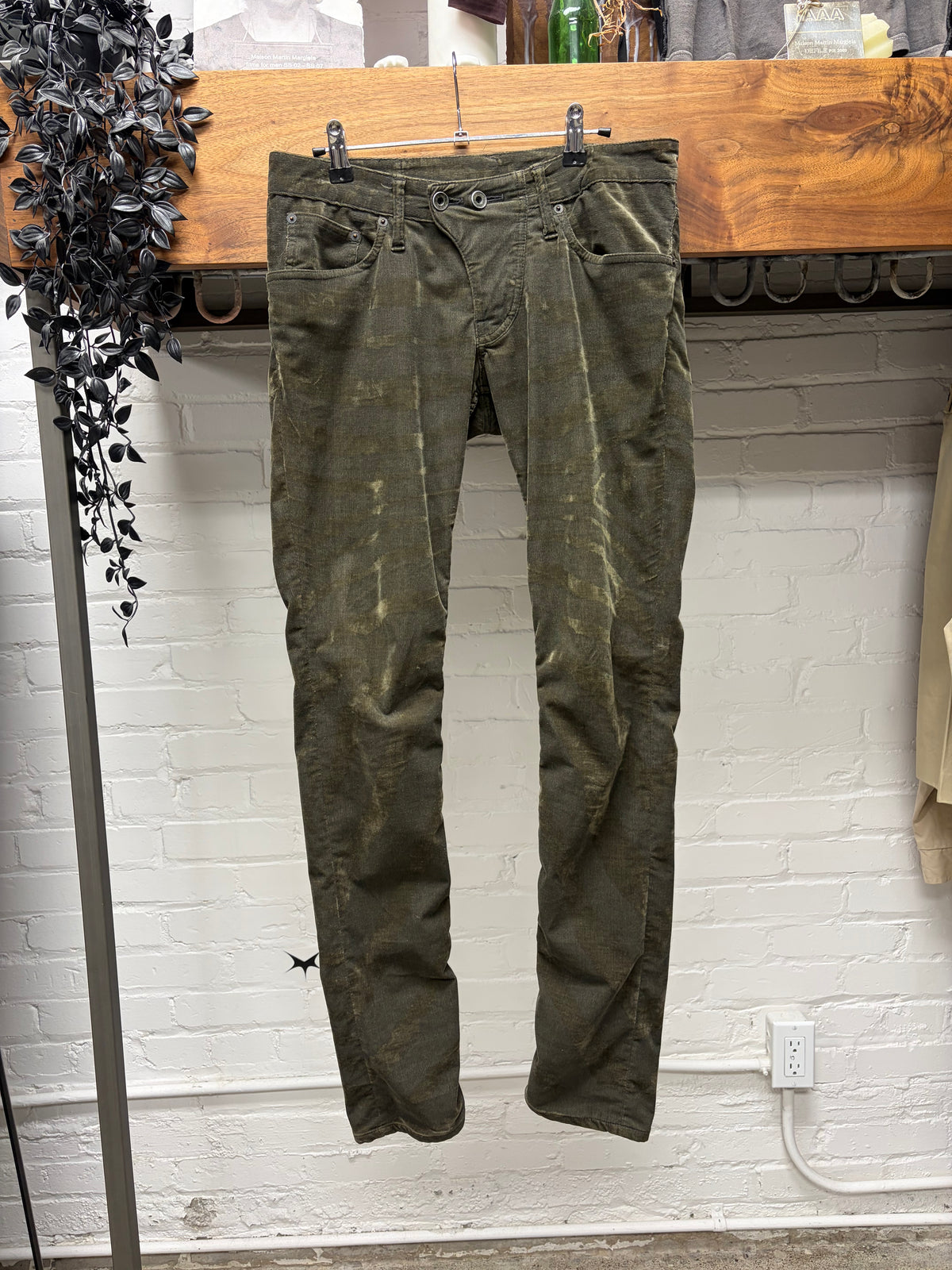 L.G.B. Distressed Corduroy ‘Murky Green’ Skinny Jeans