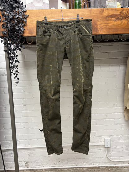 L.G.B. Distressed Corduroy ‘Murky Green’ Skinny Jeans