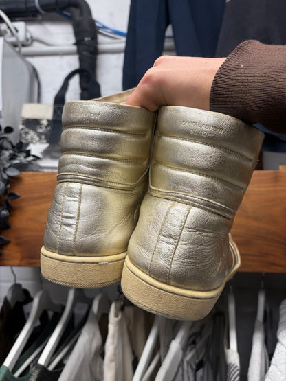 Saint Laurent by Hedi Slimane ‘SL/12H’ Gold Dust Leather High Top Sneakers