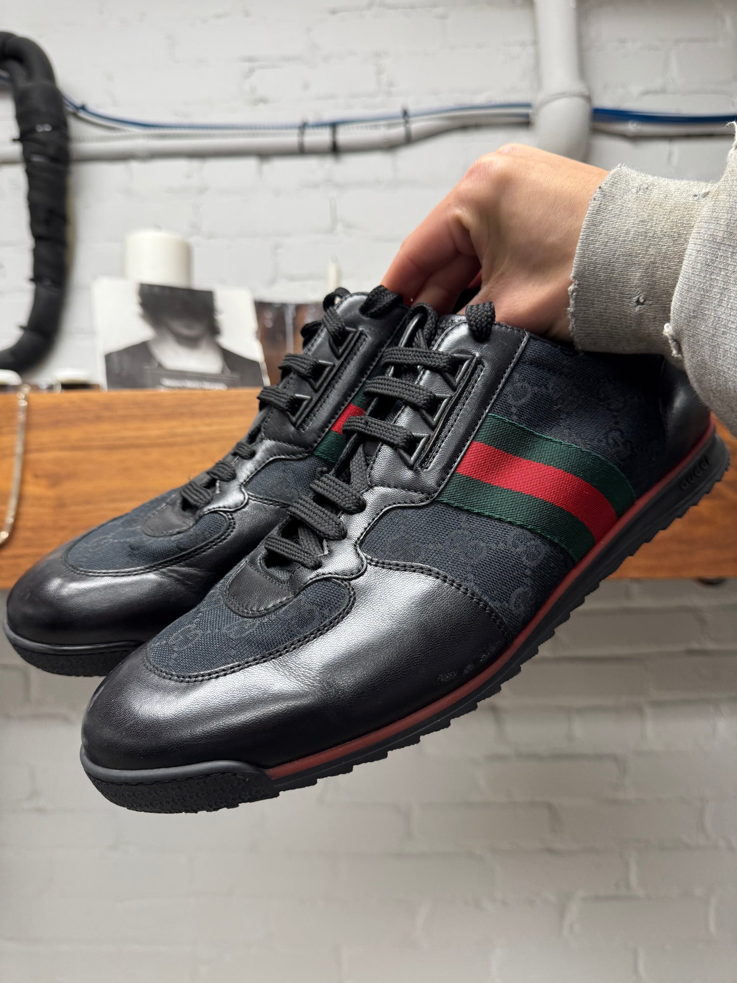Gucci ‘Guccissima’ Leather Web Low Top Sneakers