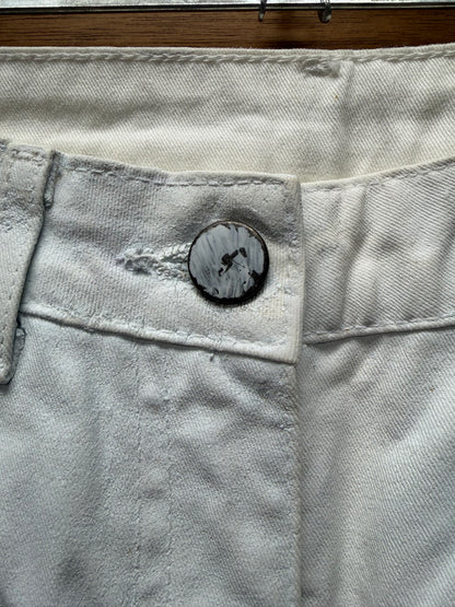 2012 Maison Margiela x H&M White Paint Cracked Skinny Jeans