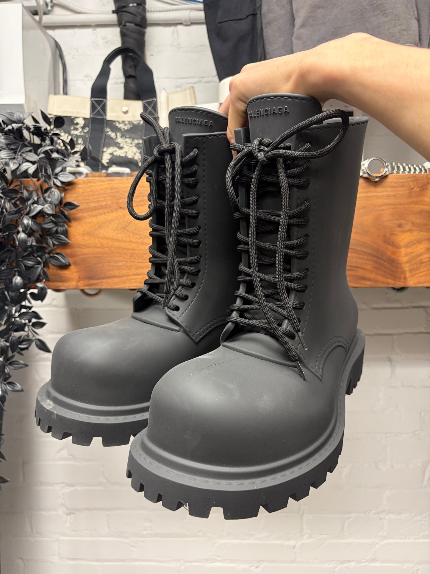 Balenciaga ‘Steroid’ Black Oversized Lace Up Combat Boots