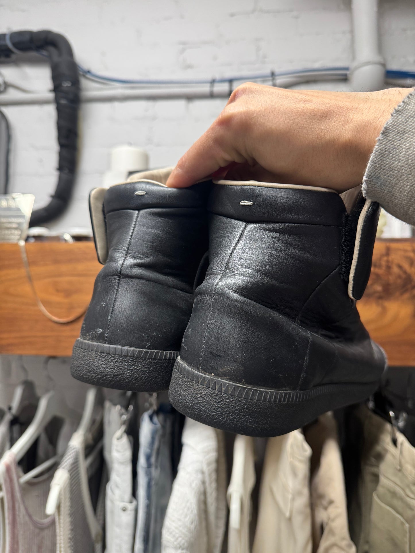 Maison Margiela ‘Future’ Black Leather High Top Sneakers