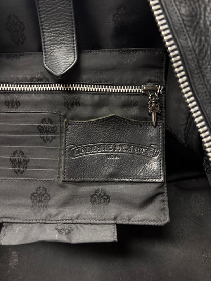 Chrome Hearts Fleur Black Leather Large ‘Weekender’ Duffle Bag