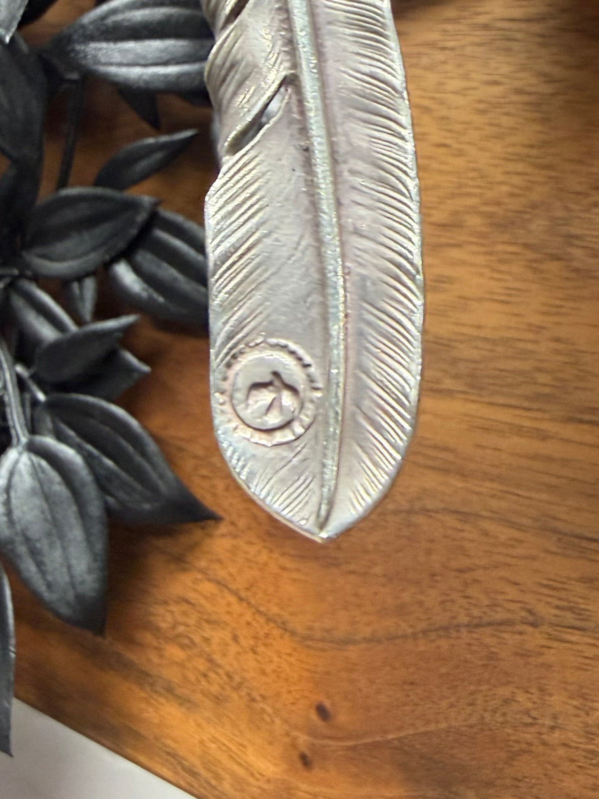 Goros 22k Gold/ .925 Silver ‘Left Leaning’ Feather Pendant