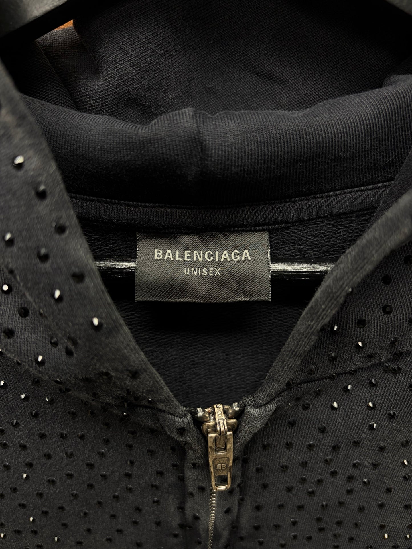 SS2023 Balenciaga ‘Crystal Embellished’ Rhinestone Zip-Up Hoodie